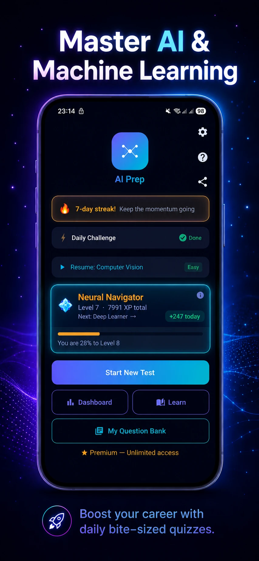 AI Prep test view